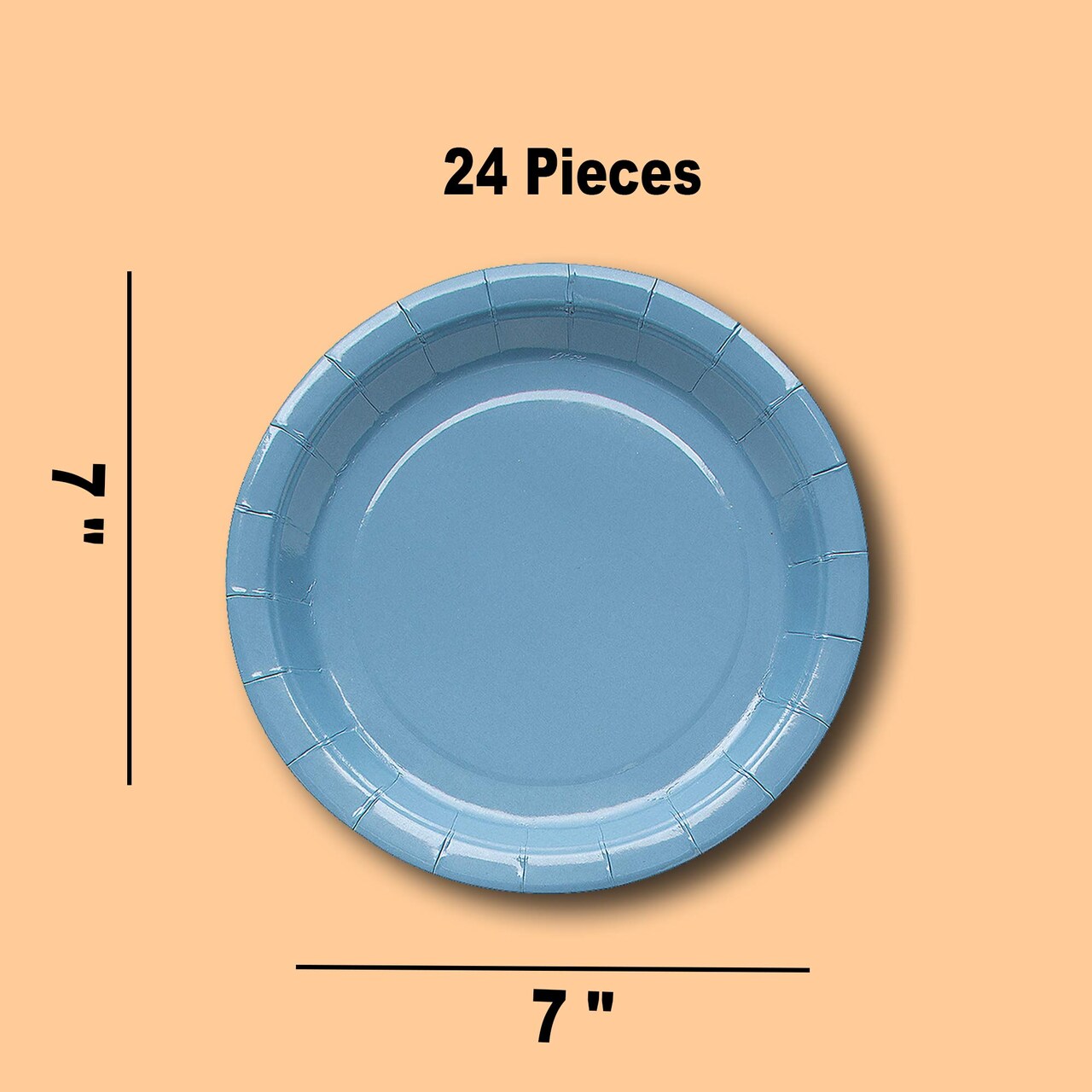 24 Count Slate 7" Round Paper Dessert Plates for Birthday Wedding Baby Shower Party Supplies
